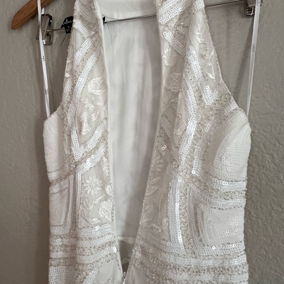 NWOT  Tell Me Everything White Beaded Sequin Wide-Leg Jumpsuit - Picture 4 of 7